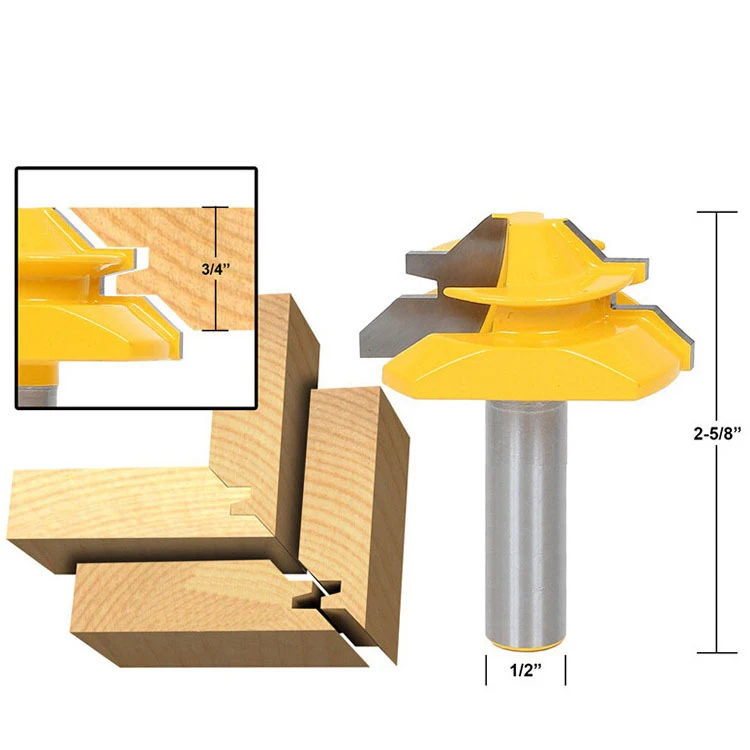 1PC 12.7mm Shank Medium Lock Miter Router Bit - 45 Degree Stock woodworking milling cutter/milling tools /carbide end mill