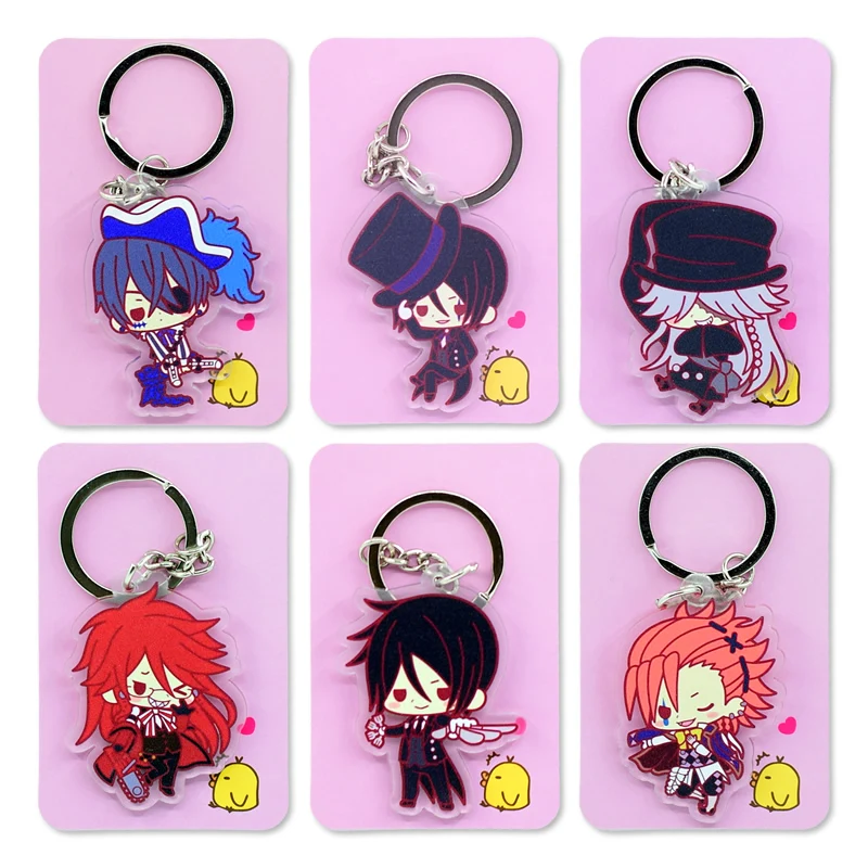 

Black Butler Keychain Double Sided Cartoon Keyrings Cute Anime Acrylic Pendant Accessories PCB254-259