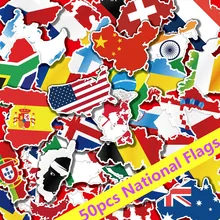 50 pcs Bandeiras Nacionais Adesivos Brinquedos para As Crianças Nos Países Mapa Etiqueta para DIY Scrapbooking Mala de Viagem Portátil Do Carro Da Motocicleta