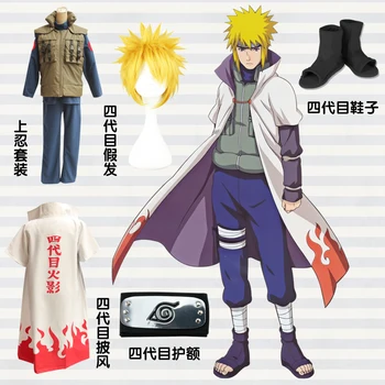 

Namikaze Minato NARUTO Anime Cosplay Namikaze Minato cosplay costume full set outfit Headgear shoes cloak rings