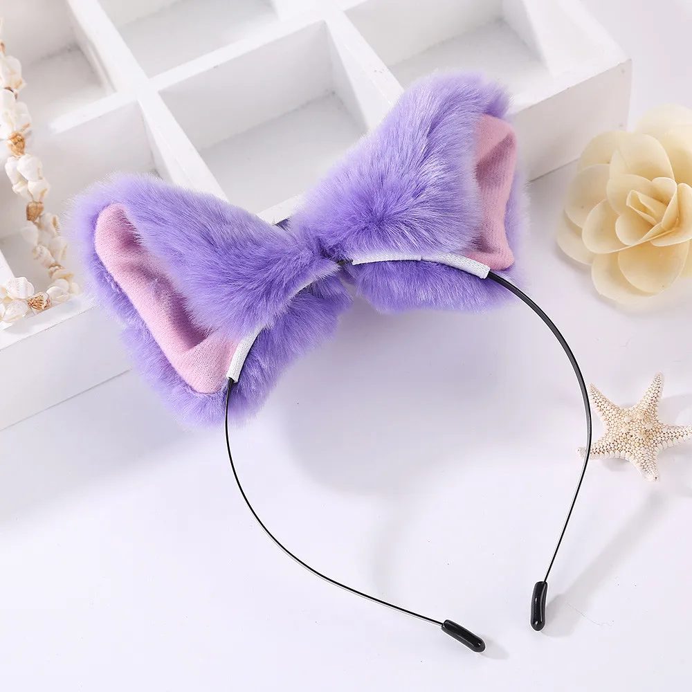 Fox ears Hair Accessories Cute Cat Hairband Women soft Headbands Headband Headwrap Plush Cat Ears Hair Accessories mujer L50