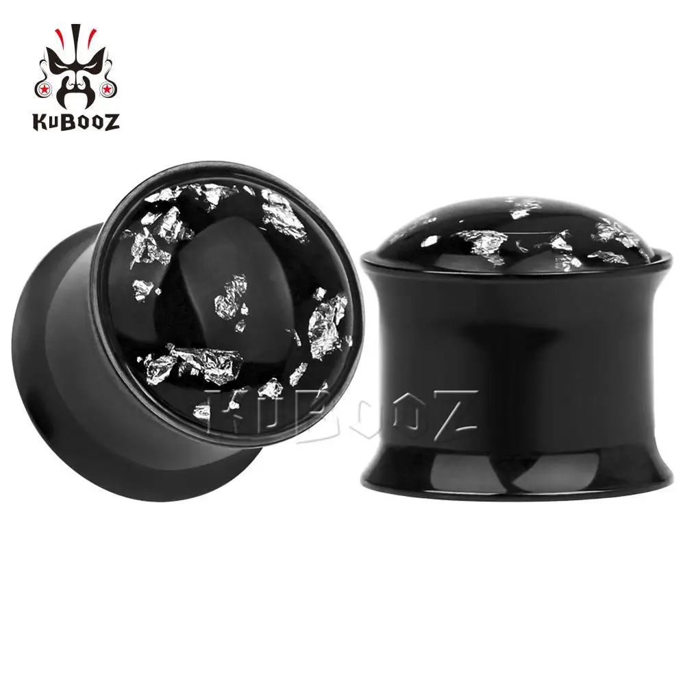KUBOOZ пирсинг для ушей, пробки, туннели, носилки, нержавеющая сталь, ювелирные изделия для тела, ушные датчики, расширительные серьги, модный подарок, 2 шт - Окраска металла: black