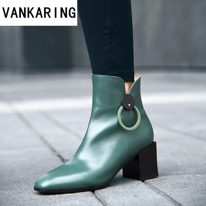 

brand shoes handmade genuine leather ankle boots high heels platform motorcycle winter snow boots women's boots botines mujer