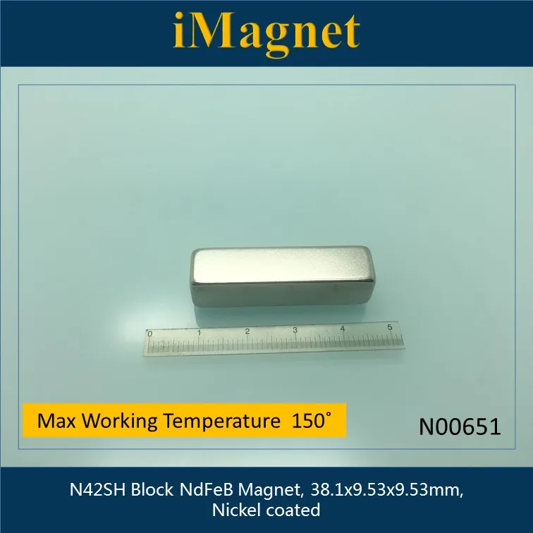 

N00651 N42SH 2pcs Block Rare Earth Neodymium Magnet,38.1x9.53x9.53mm ,NdFeB Magnet , Home Decorations Fridge,Custom magnet