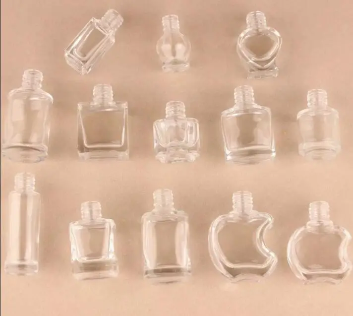 

1pcs 3-15ml Empty Nail Polish Glass Bottle Clear Portable UV Gel Container Refilled Storage Box Square Round Makeup Tube Brush