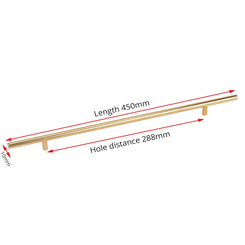 KAK 10 шт. Матовые дверные ручки для кухни из нержавеющей стали, прямые ручки для шкафа, ручки для шкафа, ручки для мебели - Цвет: Gold 288mm