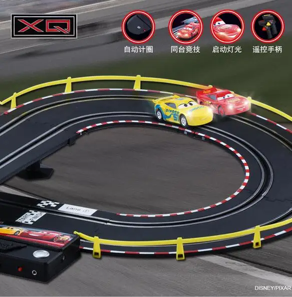 Genuine Disney Pixar Cars 3 Lightening Macqueen Double track Electric remote control Hand rail car Children toy high quality