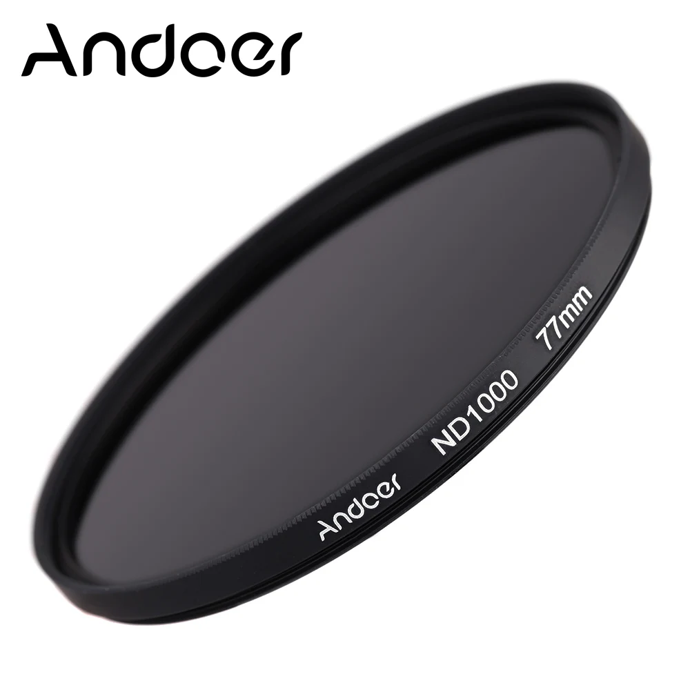 Andoer 77mm Optical glass ND Filter 1000 10 Stop Fader Neutral Density Filter for Nikon Canon DSLR Cameras