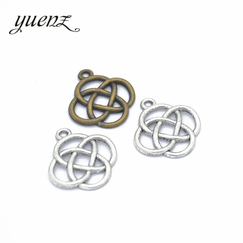 

YuenZ 15pcs 2 color Antique Silver color Chinese knot charms fit for Bracelet Necklace DIY Metal Jewelry Making 22*20mm B120