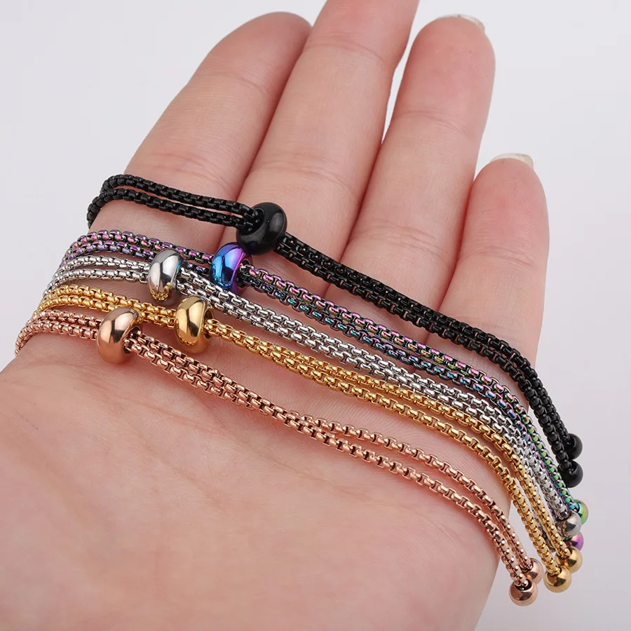 

3pcs/lot Wholesale 5 Color Rose Gold Stainless Steel Aadjustable Slider Chain for Jewelry Making DIY Bracelet Chains Accessories
