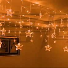 Желтый светодиодный гирлянды рождественское освещение Свадебная вечеринка украшение люстра 3,5 м 100 светодиодный s 16 p жемчужные звезды
