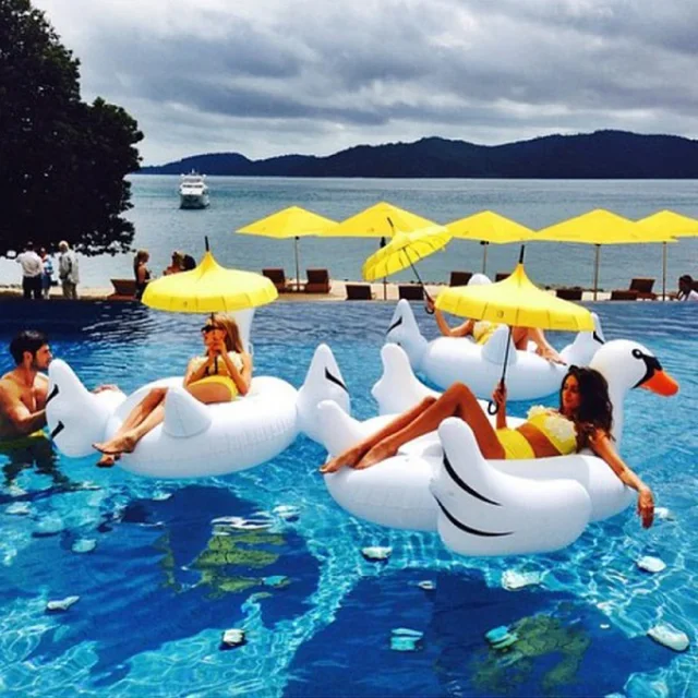 60 Inches Giant Summer Toys Inflatable Rose Gold Flamingo Swan Ride-on Swimming Pool Games Water Mattress Floats For Adult Pool 5