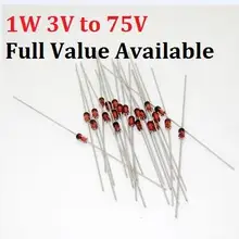 50 шт. 1 Вт туннельный диод 1N IN4735A/6V2 IN4736A/6V8 IN4737A/7V5 IN4738A/8V2 IN4739A/9V1 IN4740A/10В IN4741A/11 V IN4742A/12 V 6V2 6,8 V