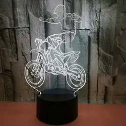 Мотоцикл трюки сенсорный Настольный светильник светодиодный 7 цветов Изменение Настольная лампа 3D Новинка светодиодный Ночные огни
