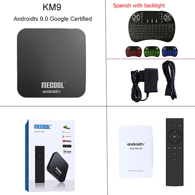 MECOOL KM9 A tv Android 9,0 Smart tv BOX Amlogic S905X2 Четырехъядерный 4G DDR4 32G EMMC rom телеприставка 4K 3D H.265 Wifi медиаплеер - Color: Add Spanish Keyboard