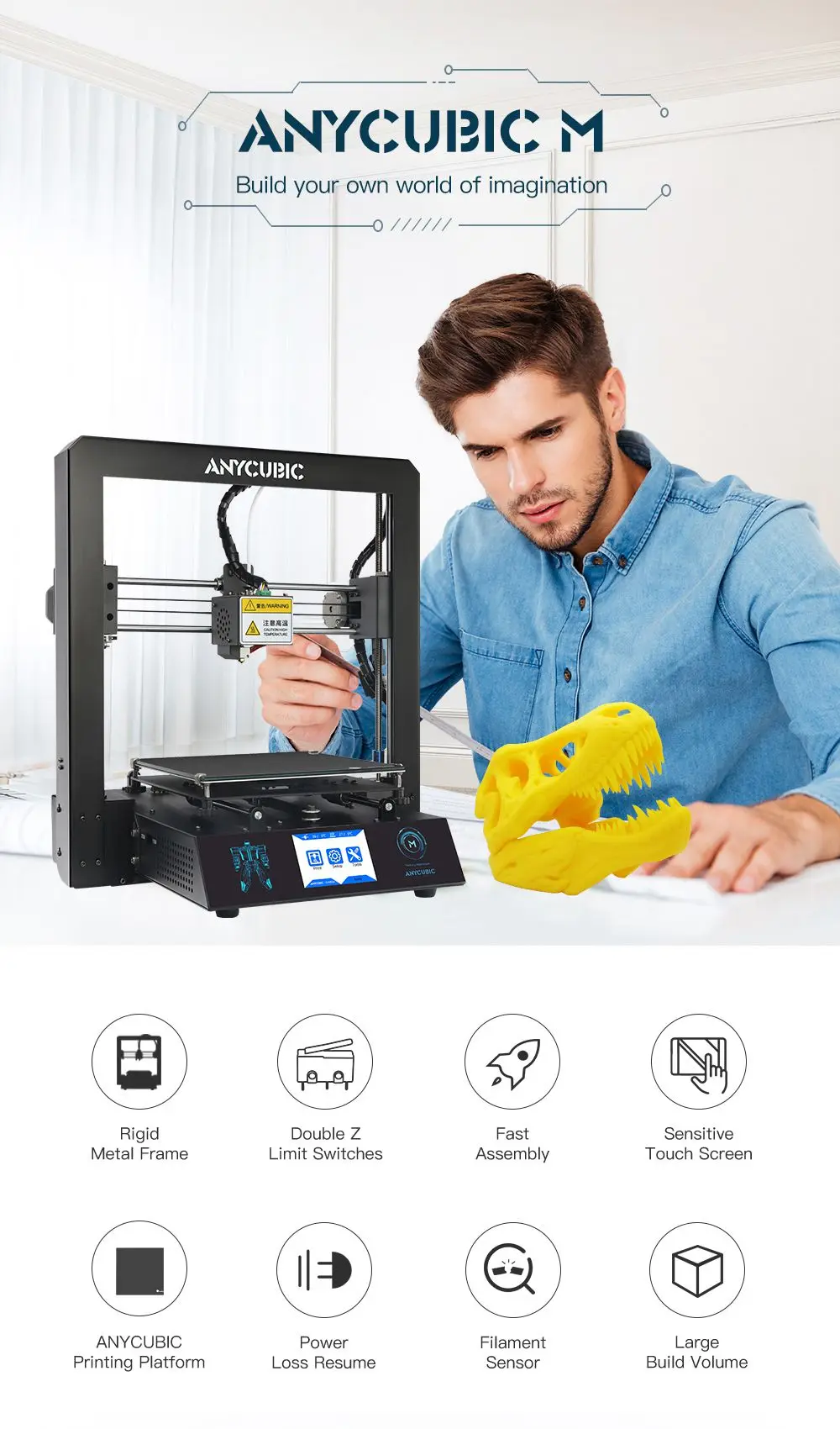 ANYCUBIC I3 Мега 3d принтер новое обновление Полный металлический каркас FDM Настольный сопло размера плюс решетчатая платформа 3d принтер DIY комплект