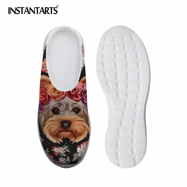 INSTANTARTS Yorkshire Terrier 3D Printed Summer Women Sandals Comfortable Slip-on Slippers Breathable Mesh Shoes Outside Flats