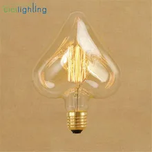 C75 Vintage Edison bulb E27 five star Heart pattern 2016 New Retro decoration carbon filament light bulbs chain switch holder