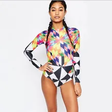 Купальник с длинным рукавом, купальник, винтажный, цельный, для серфинга, женский бикини, Цельный купальник, монокини, с вырезами, купальник