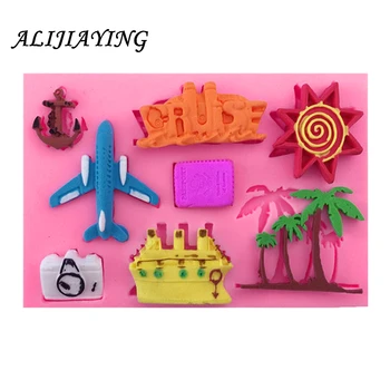 

1Pcs Aircraft boat Coconut tree Silicone Mold Fondant Cake Decorating Tool Chocolat, Gumpaste , Sugarcraft ,Kitchen Gadget D0569