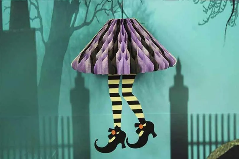Ассорти ведьмы ноги ведьмы сапоги обувь с зонтиком форма помпон тканевый юбка Хэллоуин вечерние висячие украшения 1 шт