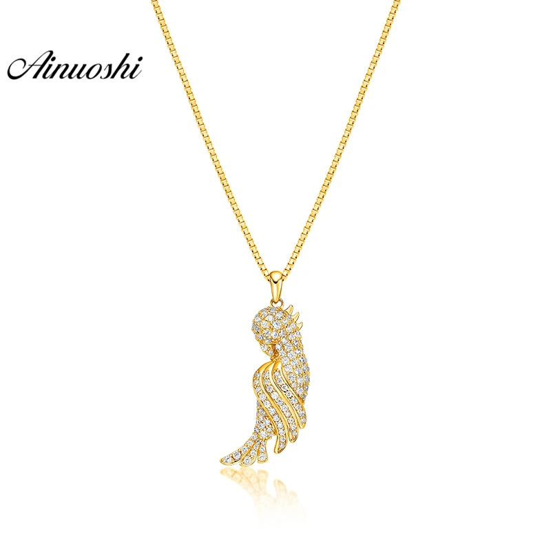 

AINUOSHI 10K Solid Yellow Gold Birds Pendant Shining Parrot Pendant SONA Diamond Women Men Child Jewelry 2.2g Separate Pendant