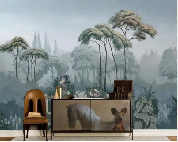 

Custom wallpaper European garden Hand painted medieval tropical jungle wall TV sofa Hand painted murals 3d wallpaper