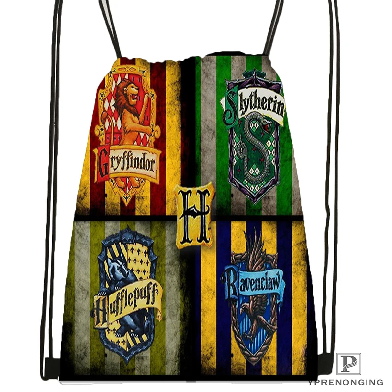 Custom Гарри Поттер Hufflepuff походная сумка на шнурке милый Daypack дети ранец (черный Назад) 31x40 см #180531-02-23