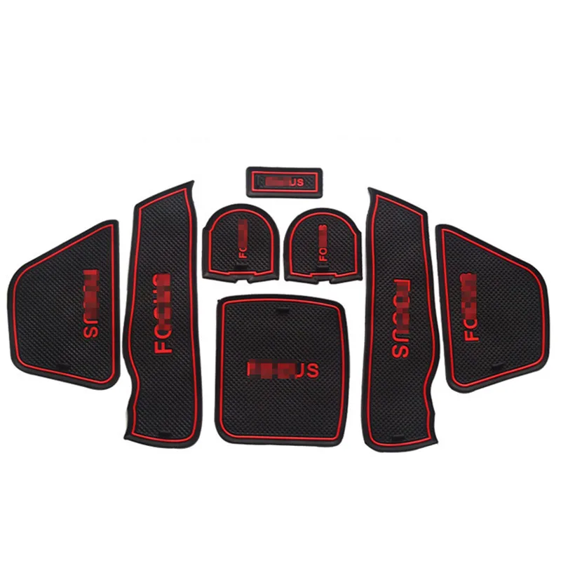 Teeze 1set Non-Slip Interior Soft Rubber Door Panel Mats Cup Holder Pad For Ford Focus B Style