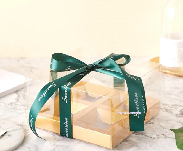 

4/6 Cavity Kraft Paper Boxes with clear window For 50G 80G Mooncake Egg Puff Gift Packaging Supplies transparent boxes50pcs/lot