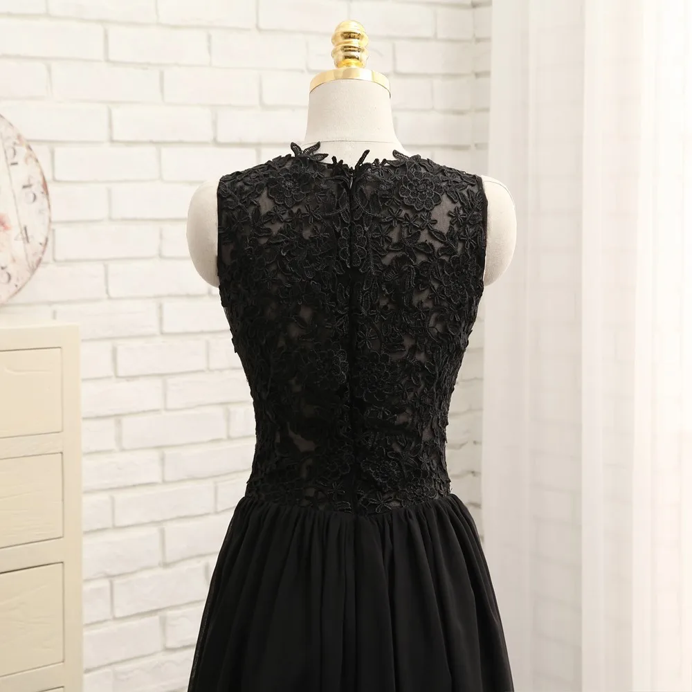 HVVLF See Through платья для выпускного вечера A-Line Черный шифоновые аппликационные Кружева сексуальное длинное выпускное платье Вечерние платья Вечернее платье