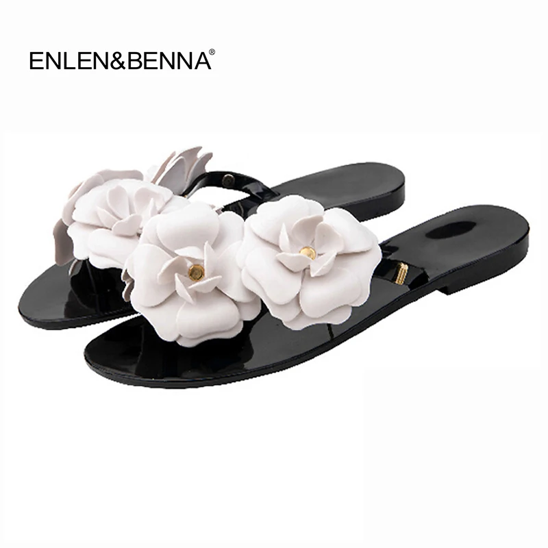 melhor Mulheres verão Sandálias Flip Flops Mulheres Chinelos Chinelos de Praia Femininos Sapatos Do Lado de Fora com Floral Senhoras geléia sapatos sandalias mujer 2018
