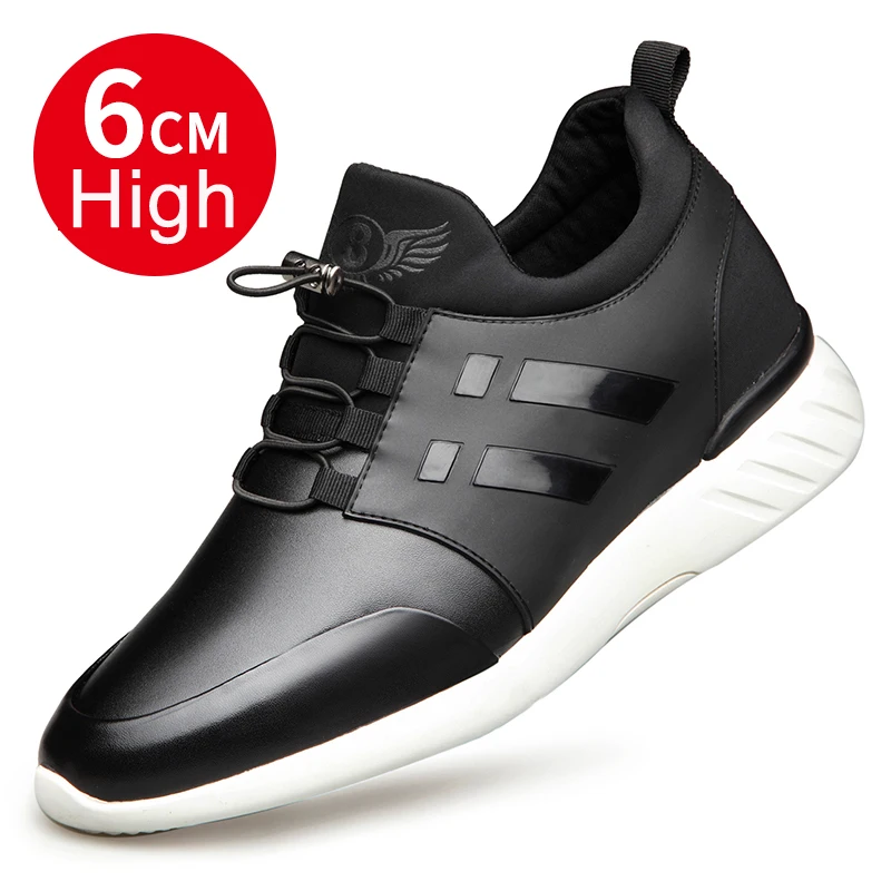 

2019 Men's Shoes Quality Cow Leather Shoes Brand 6CM Increasing British Shoes Spring Black Man Casual Height Increasing Shoes