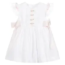 Белое хлопковое платье для девочек; летние праздничные платья принцессы для маленьких девочек