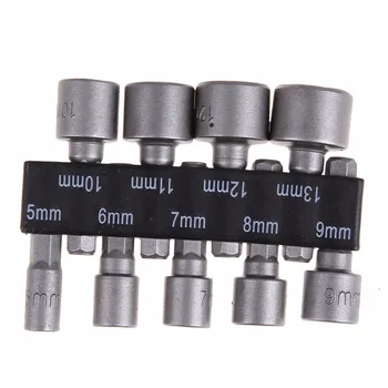 

9pcs Nut Drivers Bits 5mm-13mm Metric 1/4 Inch Hex Shank CRV Quick-Change Screwdriver Nut Driver Socket Bit Drill Power Tools