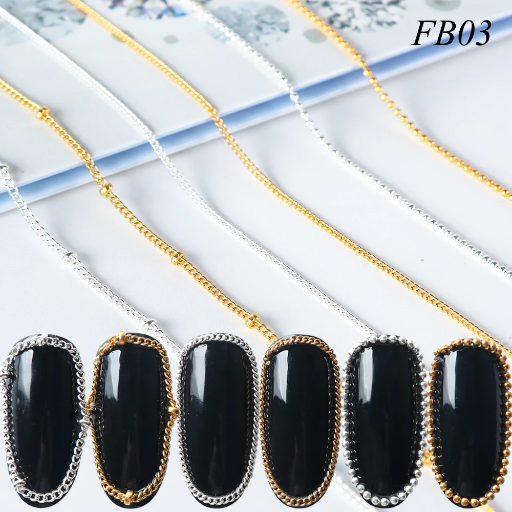 6pc Mixed Metal Chains Nail Art Decoration