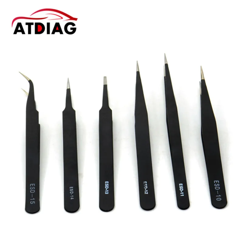 

6pcs ESD Safe Anti-Static Stainless Steel Tweezers Set Maintenance Watch Repair Tools Kits Electronic Rework Tool Set DIY Tools