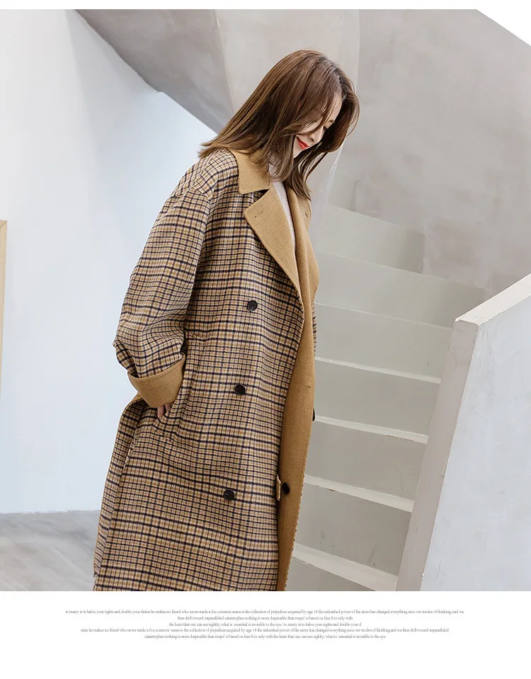 Зимнее шерстяное пальто с длинным рукавом для женщин; Европейский стиль; большие размеры; casaco feminino; женские осенние новые тонкие длинные шерстяные пальто