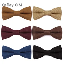 Высококачественный хлопковый шерстяной бант для мужчин, повседневные Галстуки, клетчатый галстук-бабочка, свадебные галстуки, деловые костюмы, галстук