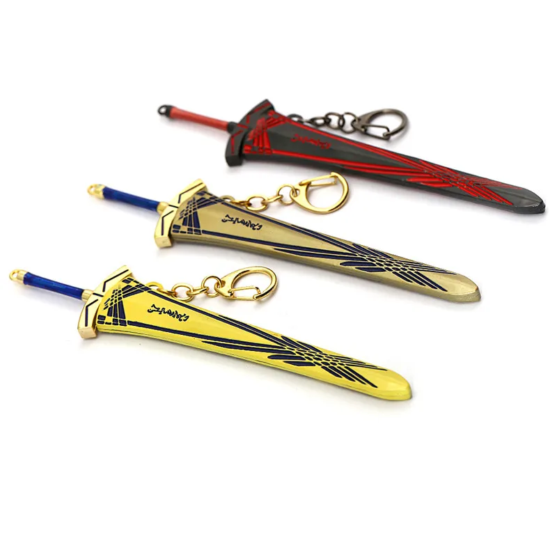 HSIC Anime destino Saber llavero de aleación de titular ennegrecido 17 cm colgante espada Victoria hombres Chaveiro llaveros HC13027