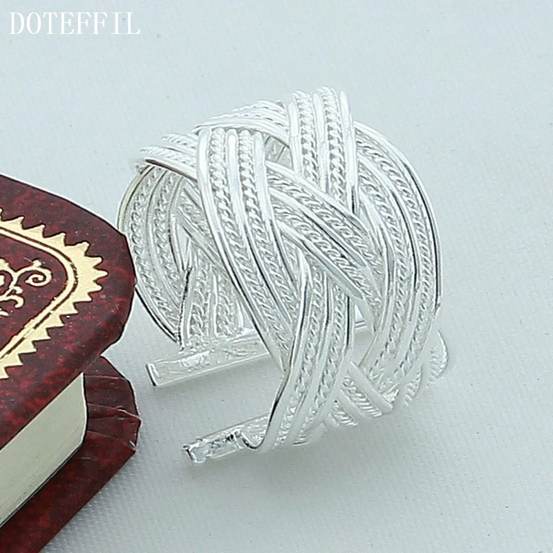 DOTEFFIL серебро 925 пробы фотоэлемент Открытое кольцо для женщин свадебная помолвка