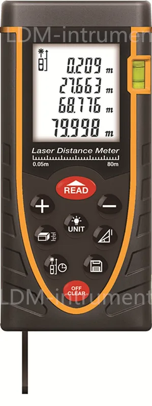 Free Shipping 80m Laser distance meter m/in/ft bubble level tool Rangefinder Range finder Tape measure Area/Volume Better SW-80