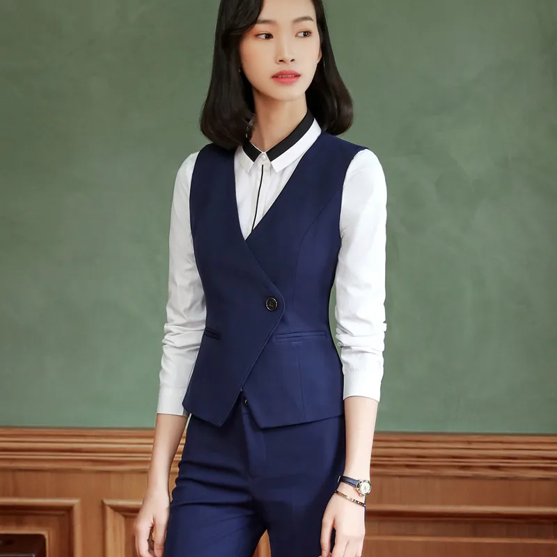 Fashion business Interview vest women new spring Slim V Neck Formal office ladies vest coat plus size uniforms