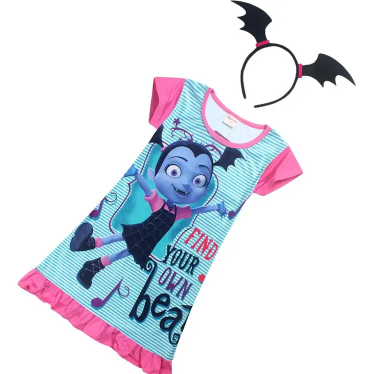 Vampirina/платье для девочек; платье принцессы для дня рождения+ обруч на голову; Детский костюм вампира; детская одежда; vestidos; одежда для малышей