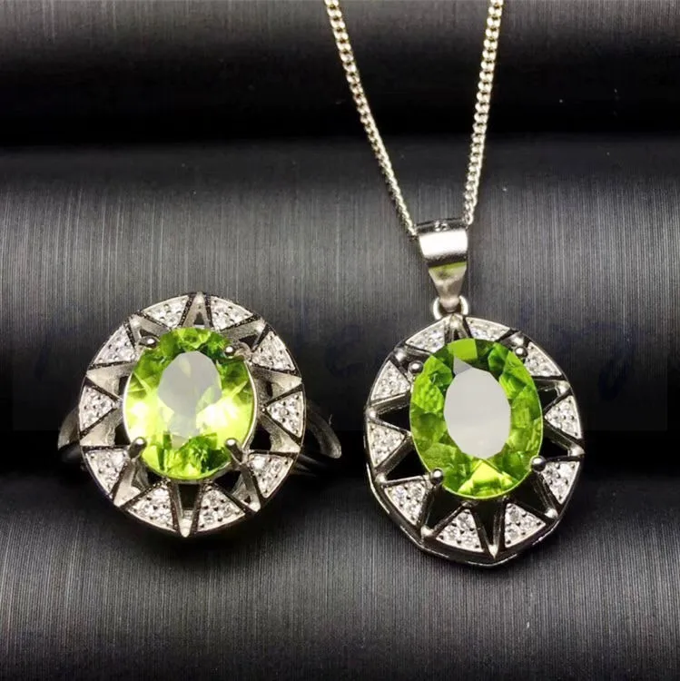 Buy Peridot set Free shipping Natural real peridot 925