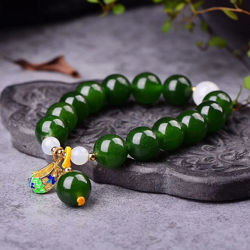 JoursNeige Зеленый Халцедон хрустальные браслеты 12 мм бусины с перегородчатой обувью кулон браслет Lucky для женщин ювелирные изделия