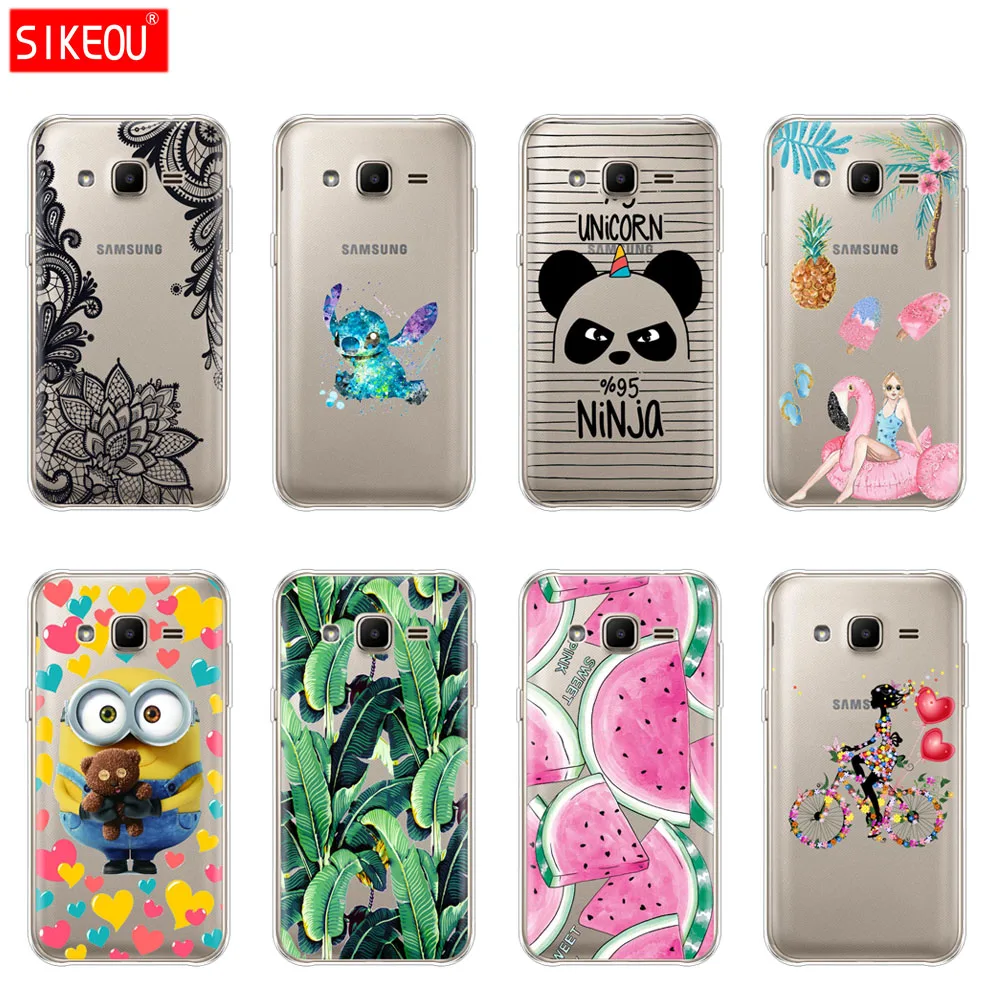 

Soft TPU Case For Samsung Galaxy J2 SM-J200F J200H Case for samsung J2 2015 4.7inch Cover Cute Panda Watermelon Banana Leaf