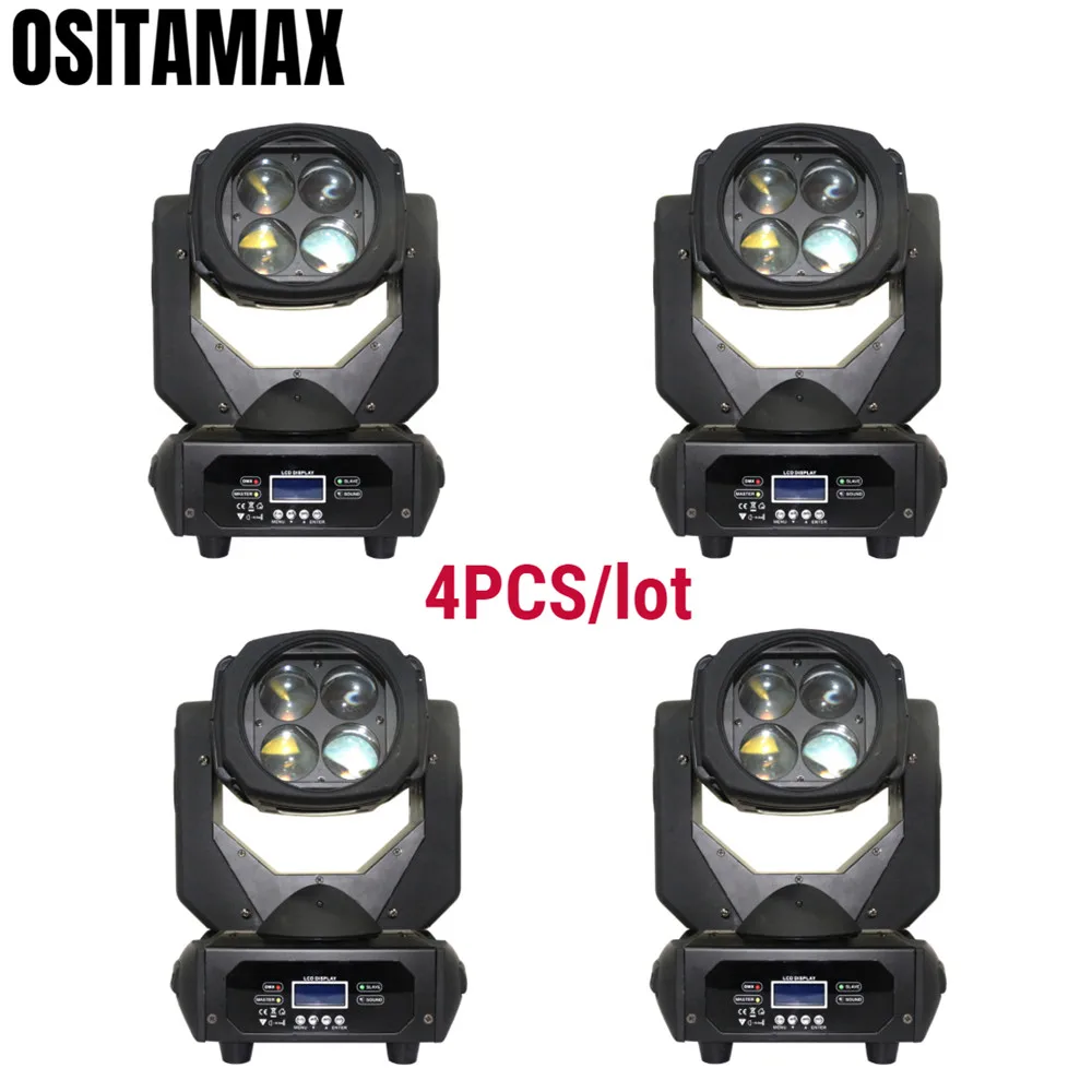 

4pcs/lot Beam Moving Head Disco Light 4pcs 25w LED Mini Beam Lights RGBW 4IN1 Rotation Stage Lighting