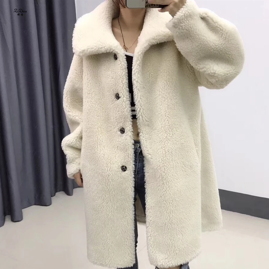 

ZiZhen Natural Wool Overcoat Trench Woman Winter Autumn Casual Fashion Solid Simplicity With Pockets 190613-1，WEIZHEN6.11-1