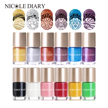 

NICOLE DIARY 6 Bottles Stamping Polish Water Based Basic/Pearl Series Nail Art varnish Varnish Polish 9ml